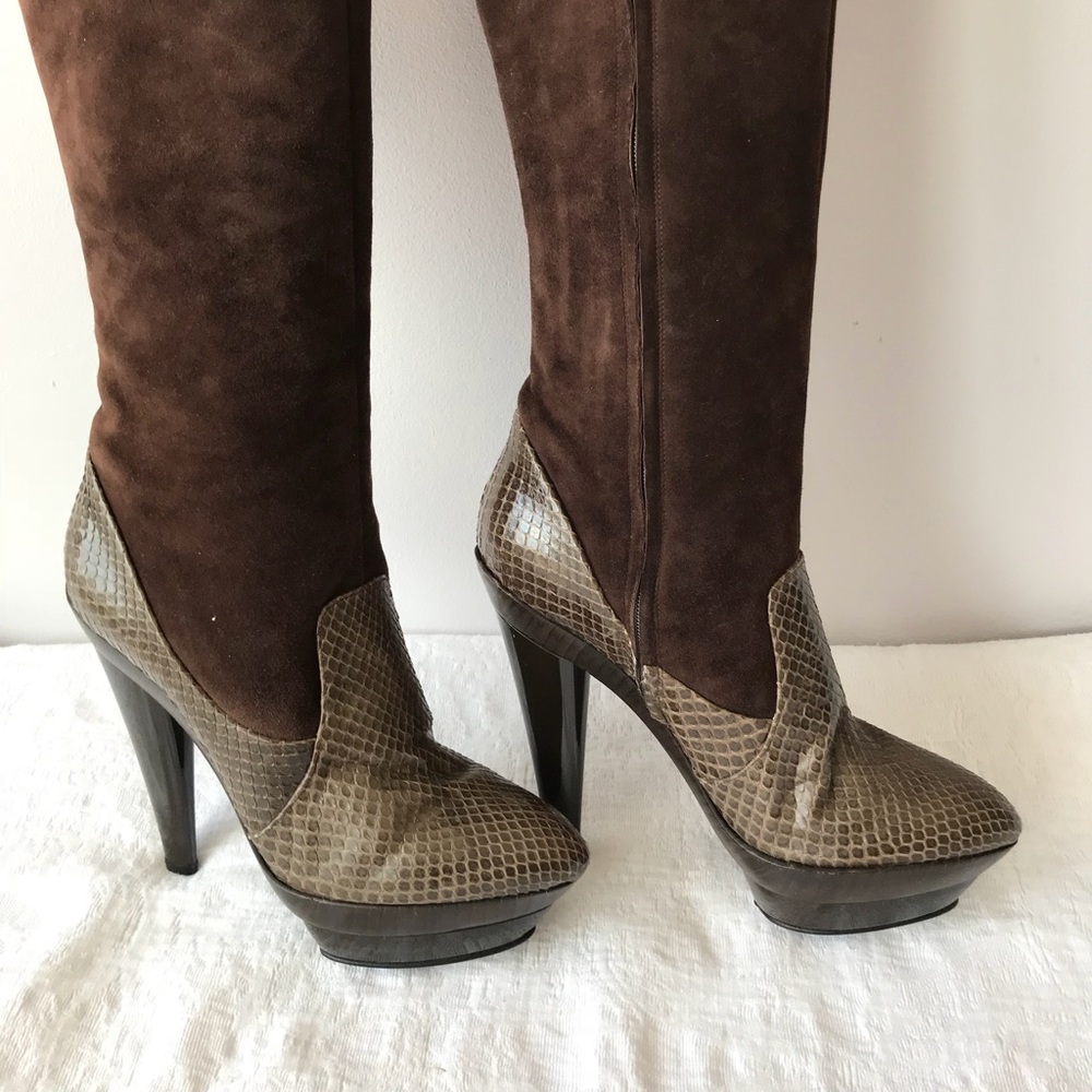 DEVI KROELL**Brown Suede Python Boots EU 37 $2850 - Picture 3 of 8